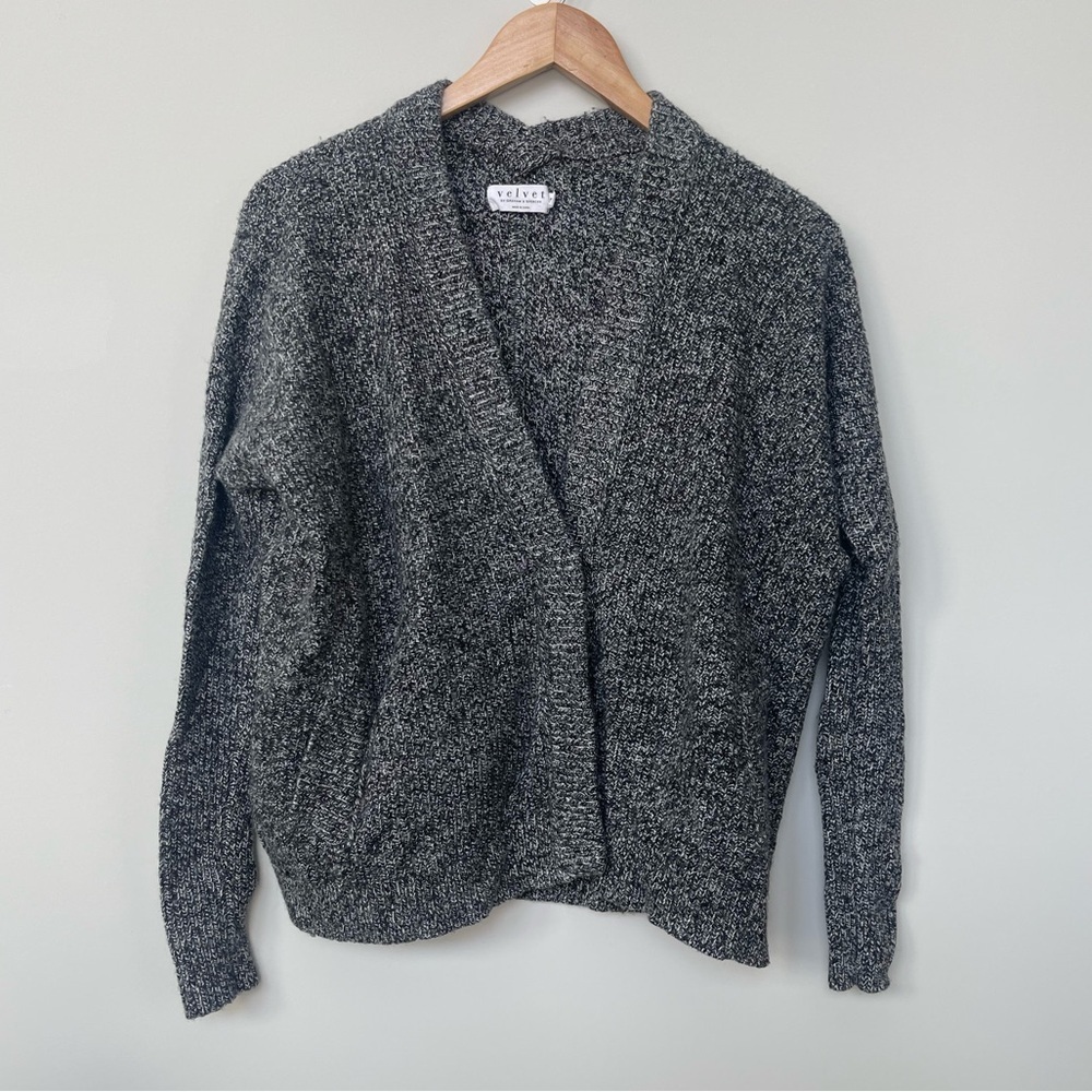velvet Graham & Spencer | Marled One Button Wool Cashmere Blend Front Sweater